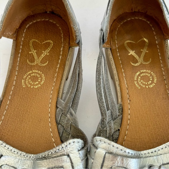 Huarache silver leather sandal flats - Picture 9 of 11